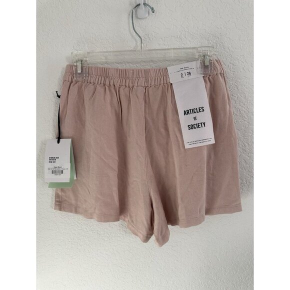 NWT Article of Society Kate Linen Tailored Shorts 2‎ / 26 Dusty Rose Beachy Y2K - Picture 7 of 12
